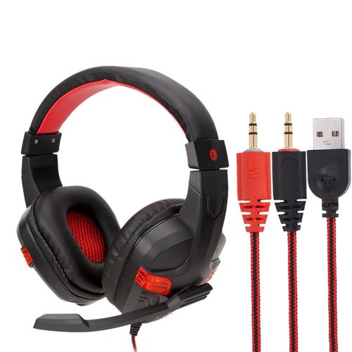 Filaire USB LED 3,5 mm Gaming Headset Casque avec micro pour PC portable Téléphone