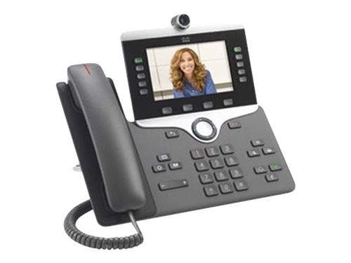 Cisco IP Phone 8845 - Visiophone IP - avec appareil photo numérique, Interface Bluetooth - SIP, SDP - 5 lignes - Charbon - Conformité TAA