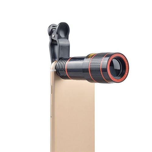 APEXEL Téléobjectif Télescope 12X pour Android & IOS Smartphone Noir