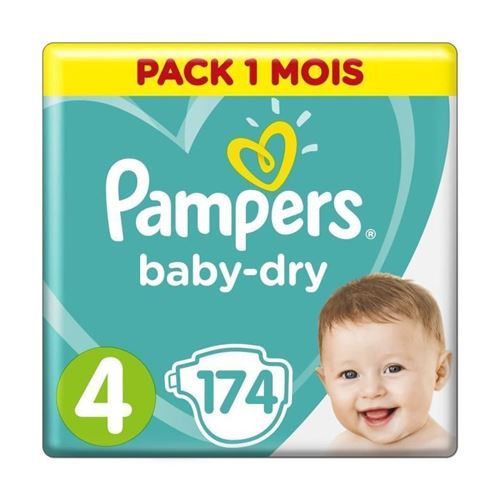 Pampers - baby dry - couches taille 4 maxi (7-18 kg) - pack économique 1 mois de consommation x174 couches