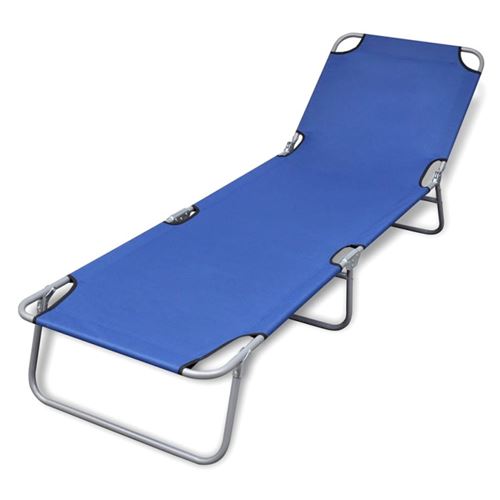 Vidaxl Bleu Chaise Longue Pliable - Image 3