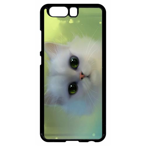 Coque Huawei P10 Chat Blanc Yeux Emeraude