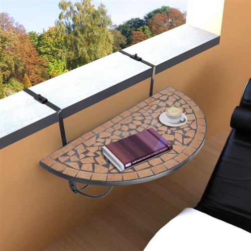 Table suspendue de balcon Terre cuite Mosa&iuml;que vidaXL - Marron