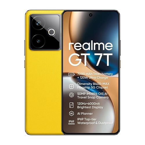 Versión Global realme GT 7T 5G AI Smartphone Mediatek Dimensity 8400 Max Pantalla AMOLED de 6.8" Batería de 7000 mAh Carga de 120W