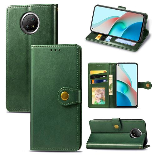 MPFRANCE Housse pour Xiaomi Redmi Note 9T Vert [Porte Carte, etui portefeuille, boucle]