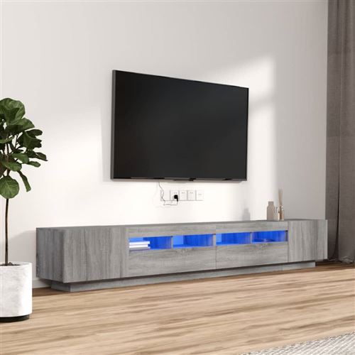 Non Communiqué Gris Vidaxl Ensemble De Meubles Tv Avec Lumières Led 3 Pcs Sonoma 3120174