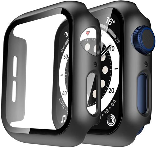 Coque compatible apple Watch 38mm Serie 3 Serie 2 Serie 1 - Protection rigide étui noir écran verre trempé Phonillico®