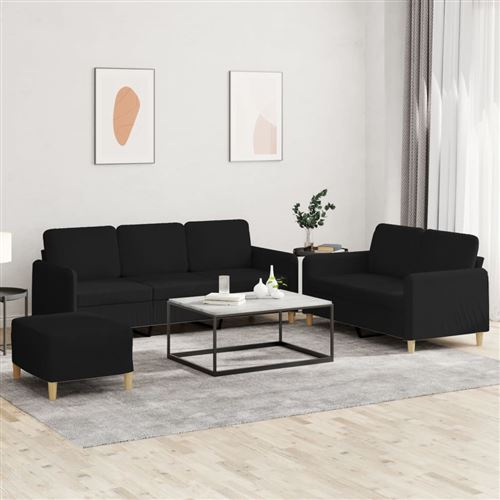Non Communiqué Noir Vidaxl Ensemble De Canapés 3 Pcs Avec Coussins Tissu3202130