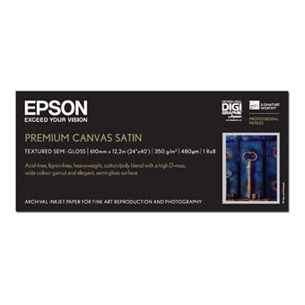 Epson PremierArt Water Resistant Canvas - Brillant - Rouleau A1 (61,0 cm x 12,2 m) - 350 g/m² - 1 rouleau(x) papier toilé - pour SureColor SC-P10000, P20000, P6000, P7000, P7500, P8000, P9000, P9500, T3200, T5200, T7200 - 1