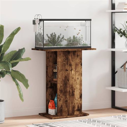 Support d aquarium chêne fumé 60,5x36x72,5 cm bois d ingénierie