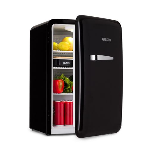 Klarstein Réfrigérateur rétro Audrey 70 L 3 étagères 2 compartiments Mini Frigo Mini bar Noir