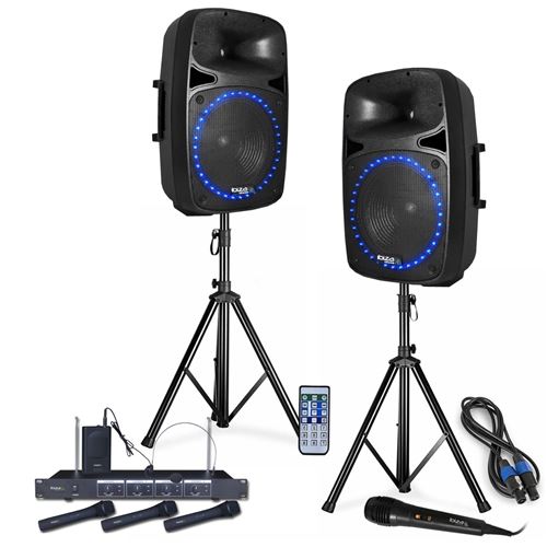 Kit Karaoké Ibiza KARAVISION - Enceinte Portable écran 14,1", 2 Micros Sans Fil, Batterie Rechargeable | Idéal Soirées