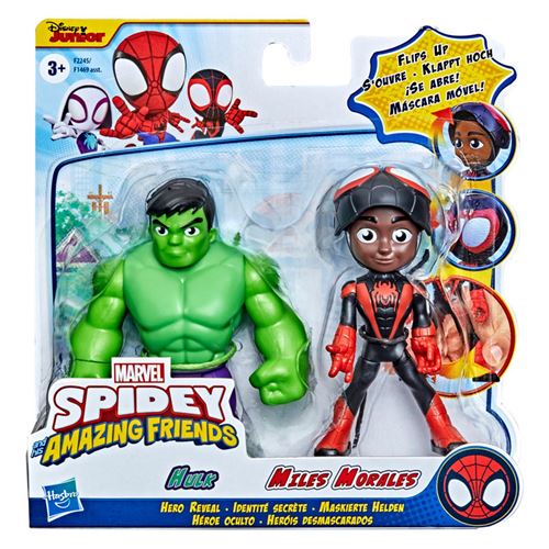 Spider-Man Spidey and His Amazing Friends - F2245 - Pack 2pcs Figurines articulées 10cm - Hulk & Miles Morales