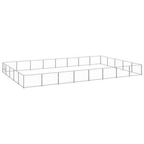vidaXL Chenil Argenté 40 m² Acier Cage Animaux Enclos pour Chiot Extérieur