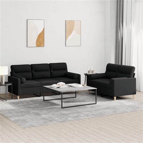 Non Communiqué Noir Vidaxl Ensemble De Canapés 2 Pcs Avec Coussins Tissu3201620