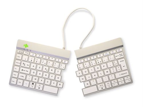 R-Go Clavier Ergonomique Split break - Clavier - avec indicateur de rupture intégré - sans fil - Bluetooth 5.0 - AZERTY - Français - blanc