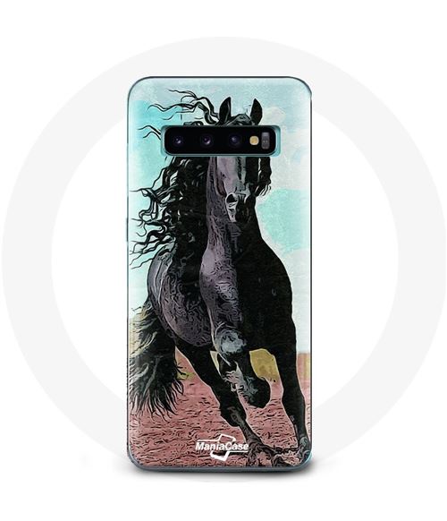 Coque pour Samsung Galaxy S10 Frison Cheval Noir Maniacase