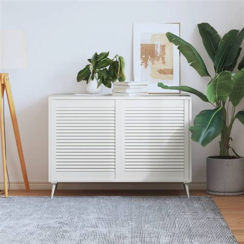 vidaXL Portes à persiennes 2 pcs Bois de pin massif Blanc 69x59,4 cm