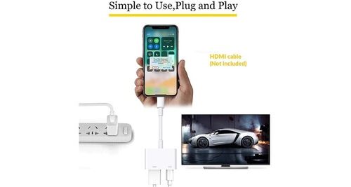 Connectique Audio / Vidéo Vshop ®adaptateur lighting compatible iphone vers  hdmi, 1080p digital av adaptateur, iphone xs/xs max/xr/x/8/8 plus/7/7 plus  (notice inclus)