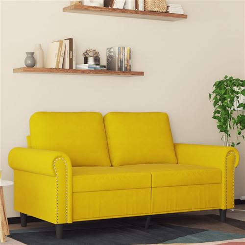 VIDAXL - Canapé 2 places - Velours - Jaune - 120 cm - Image 2