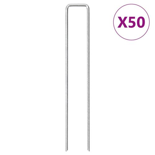 vidaXL Piquets de sol en forme de U 50 pcs 20x3,5 cm acier galvanisé4009366