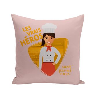 Coussin Déco 40x40 Cm 'Good Vibes' - Housse En Polyester Doux Peau De Pêche, Imprimé En France Avec Encres écologiques, Couleurs Vives Et Durables