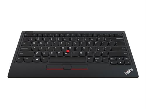 Lenovo ThinkPad TrackPoint Keyboard II - Clavier - avec Trackpoint - sans fil - 2.4 GHz, Bluetooth 5.0 - É.-U./Europe - commutateur : commutateurs à clé à ciseaux - noir pur - pour ThinkCentre M70s Gen 3; M90q Gen 2; ThinkPad E14 Gen 3; P15v Gen 3; X1