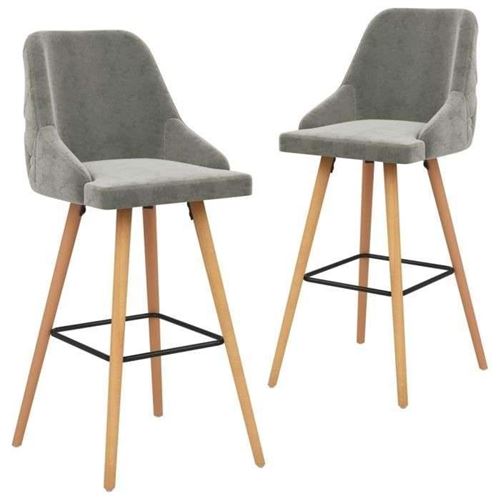 vidaXL Tabourets de bar 2 pcs Gris clair Velours