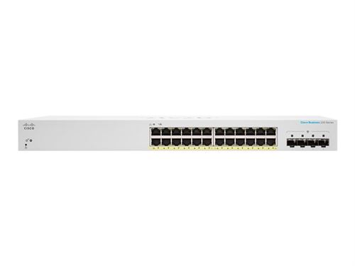 Cisco CBS220-24P-4G Géré L2 Gigabit Ethernet (10/100/1000) Connexion Ethernet, supportant l'alimentation via ce port (PoE) 1U Blanc