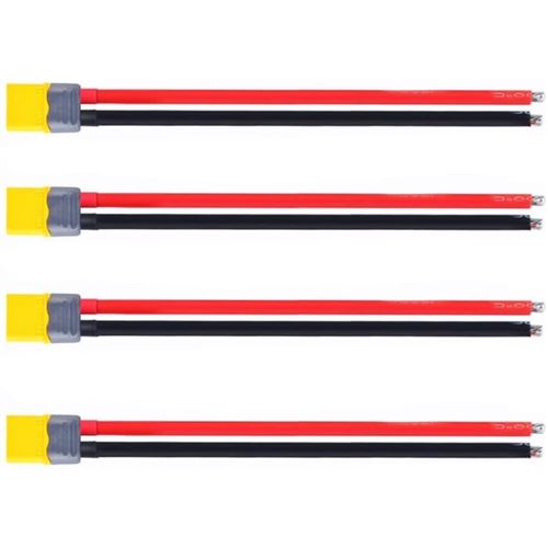 Ensemble de 4 Connecteurs XT60 Mâle avec Câble en Silicone 150mm 12AWG Pour Batteries Lipo RC FPV Racing Drone Câble Adaptateur, Connexion Efficace, RC