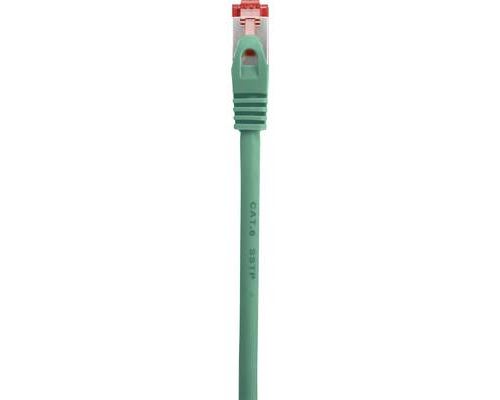 Renkforce RF-3432120 RJ45 Câble réseau, câble patch CAT 6 S/FTP 15.00 m vert avec cliquet dencastrement, contacts dorés, ignifuge