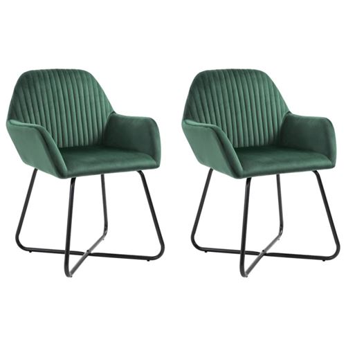 vidaXL Chaises de salle à manger 2 pcs Vert Velours