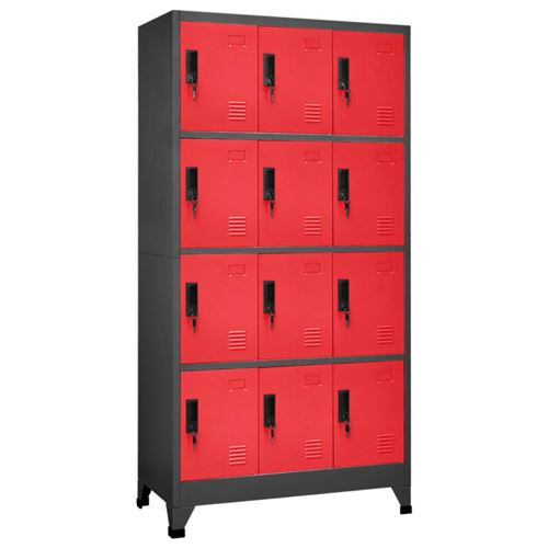 Non Communiqué Anthracite Et Rouge Armoire À Casiers 90X45x180 Cm Acier