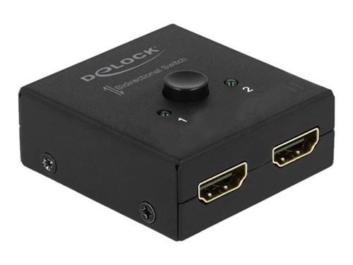 Delock HDMI 2 - 1 bidirectional 4K 60 Hz compact - Retail Box - commutateur vidéo/audio - 2 x HDMI - de bureau