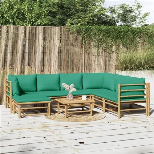 Vidaxl Vert Salon De Jardin 8 Pcs Bambou - Image 3