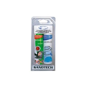 Cabling® matériel d'entretien d'écran plat avec un souffleur d'air sec, un nettoyant d'écrans plats lcd et cinq chiffons optiques sanotech® - 1