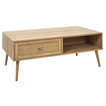 Table basse 1 tiroir rotin 1 niche Bali - 1