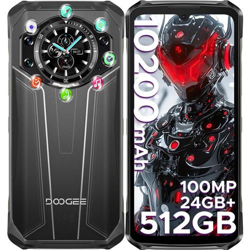 Smartphone Robuste DOOGEE S119 24Go + 512Go 10200mAh telephone Android 14 Écran arrière de 1,32 Caméra 100MP 4G SIM/NFC