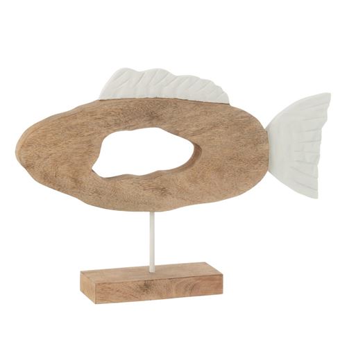 Non Communiqué Marron Statuette Poisson Ovale En Bois "Vernon" 36Cm Naturel