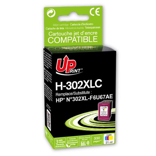UPrint H-302XLC - 18 ml - couleur (cyan, magenta, jaune) - compatible - remanufacturé - cartouche d'encre (alternative pour : HP 302XL, HP F6U67AE) - pour HP Deskjet 1110, 21XX, 36XX; ENVY 45XX; Officejet 38XX, 46XX, 52XX