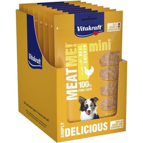 VITAKRAFT MEAT ME! Mini Friandise pour chien au Poulet - Lot de 8 sachets fraicheur de 60 g
