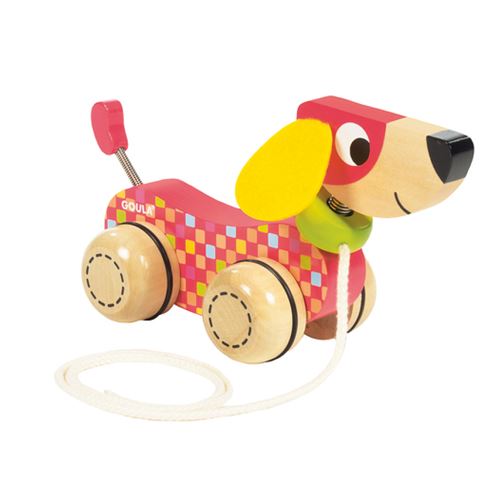 Non Communiqué Jaune Chien À Tirer Multicolor En Bois