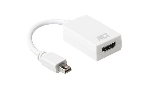 ACT - Adapterkabel - Mini DisplayPort male naar HDMI female - 15 cm - wit - 1920 x 1080 bij 60 Hz-ondersteuning