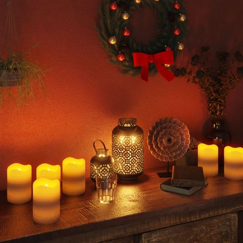 vidaXL Bougies LED sans flamme 24 pcs avec télécommande Blanc chaud