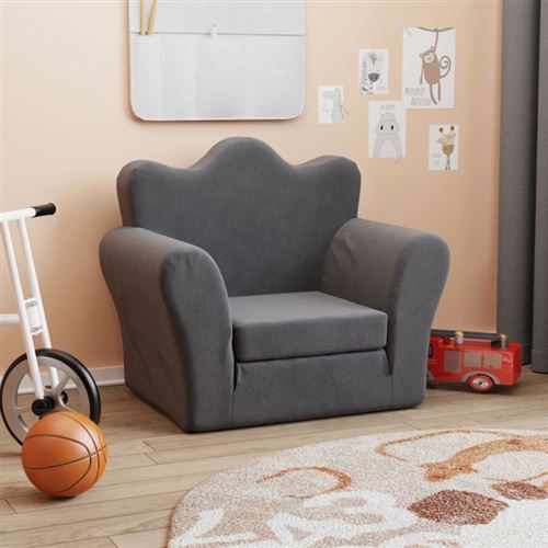 Vidaxl Canapé Lit Pour Enfants Anthracite Peluche Douce - Image 2