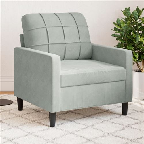 VIDAXL - Fauteuil - Velours - Gris Clair - 60 cm - Image 2