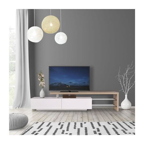 SMITH Meuble TV 2 tiroirs 2 etageres - En panneau alveolaire