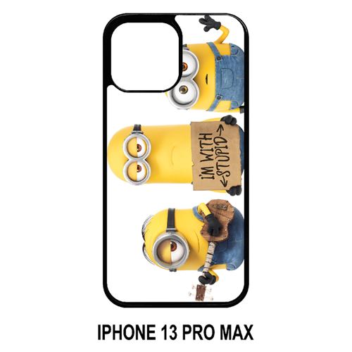 Coque My-Kase pour apple iPhone 13 PRO MAX - minions i'm with stupid - Noir