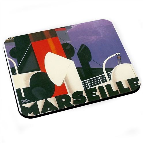 Tapis de souris Marseille bateaux affiche poster vintage voyage art deco