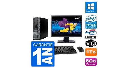 Pc dell 390 sff ecran 22" intel g630 ram 8go disque 1to hdmi windows 10 wifi